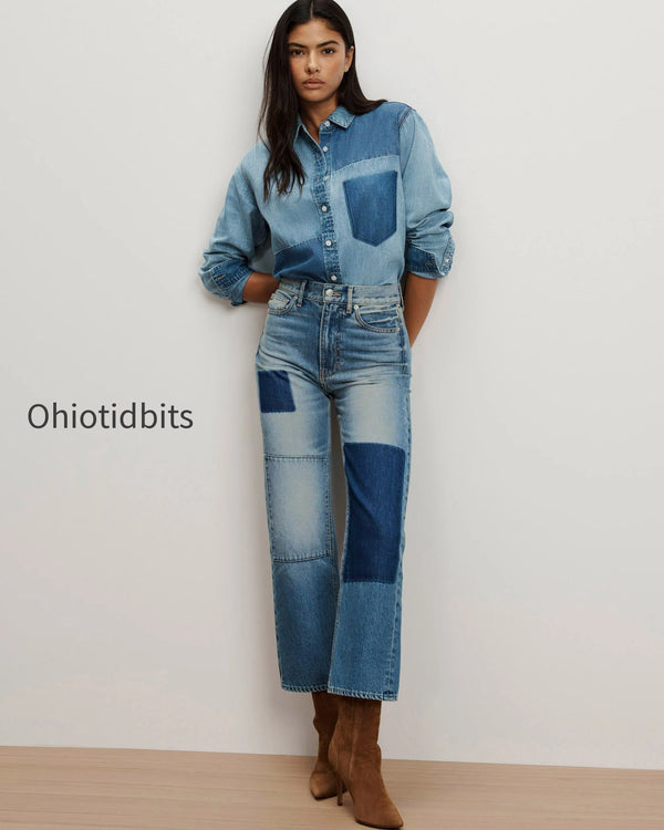 Dylan Patchwork Straight-Leg Jean